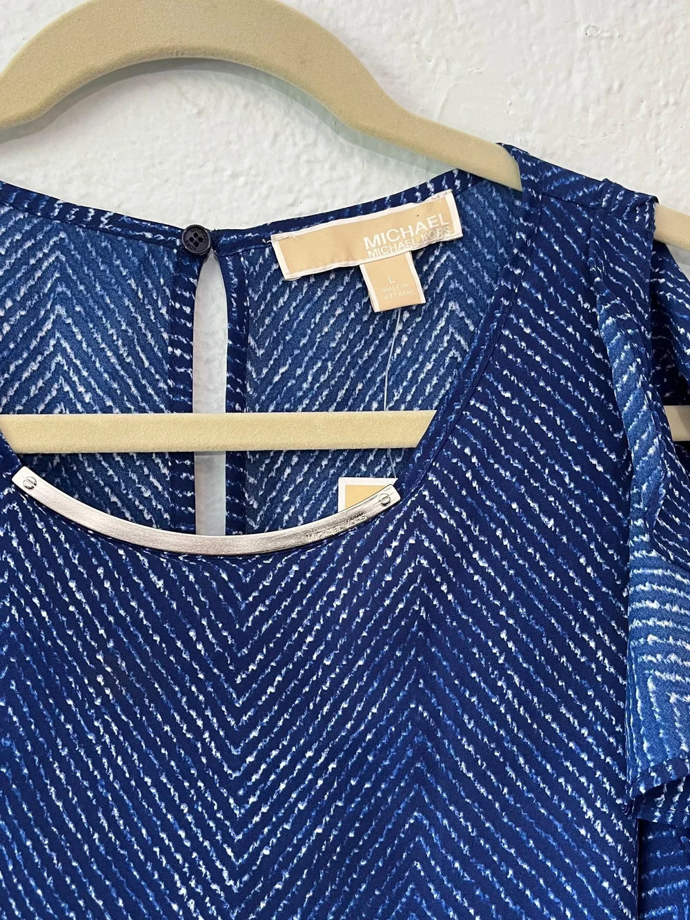 NWT Michael Kors Cold Shoulder Tunic Top Blouse Shirt Size Large
